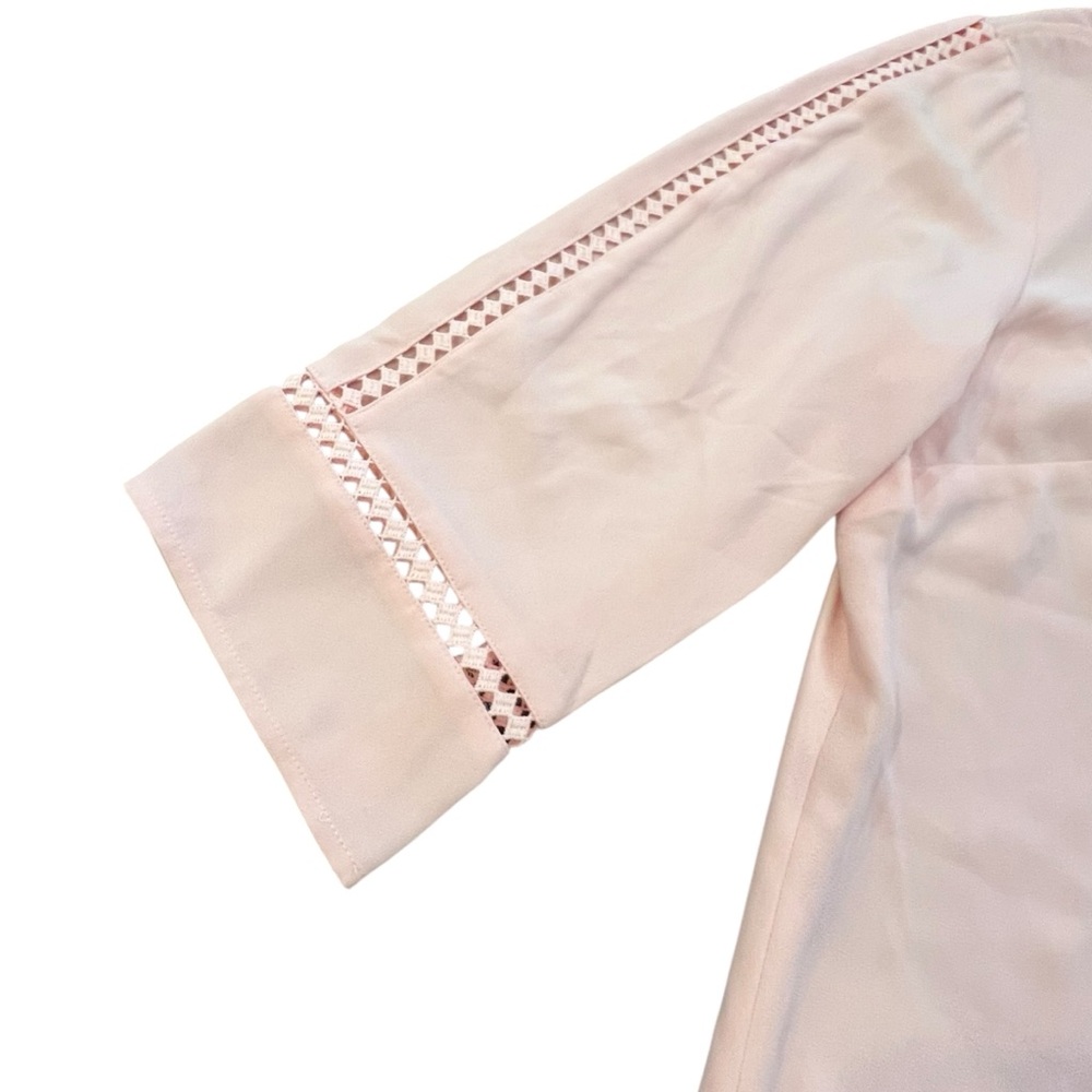 Talbots Blouse Pastel Pink Cutout Sleeves 3/4 Hidden Side Zipper Size LP NWT - Picture 2 of 13